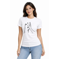 thumbnail image 1 of Women's Cat Paw Graphic T-Shirt Cute Pet Lover Casual Crew Neck Short Sleeve Tee, 1 of 6
