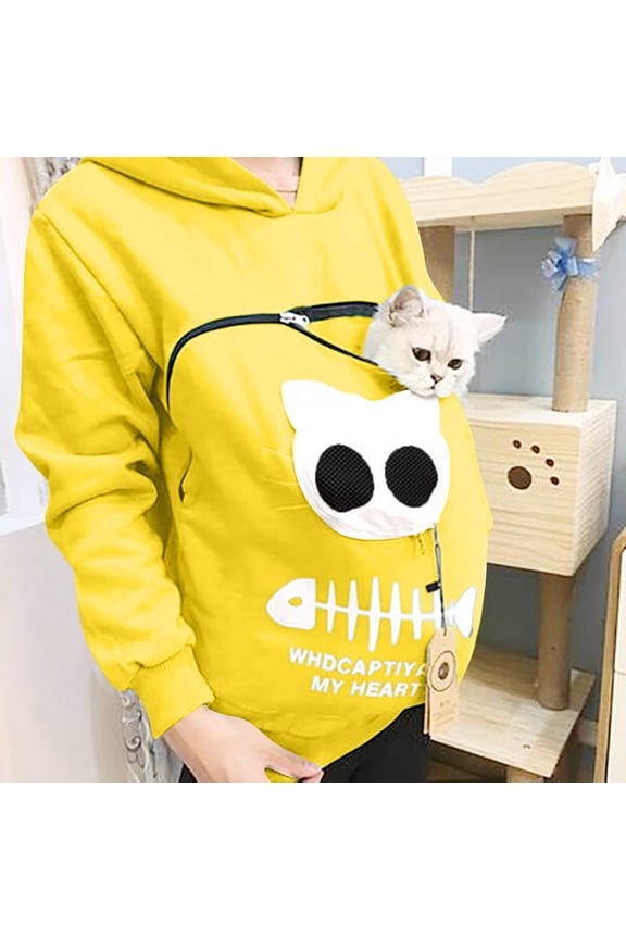 Women's Cat Print Hoodie Pullover Sweatshirt With Design Casual Long Sleeve Tops Sweat Shirts Women Teen Girl Clothes Womens Plain Pullover Hoodies Zipper Jacket Women Long Sweatshirts Hoodies