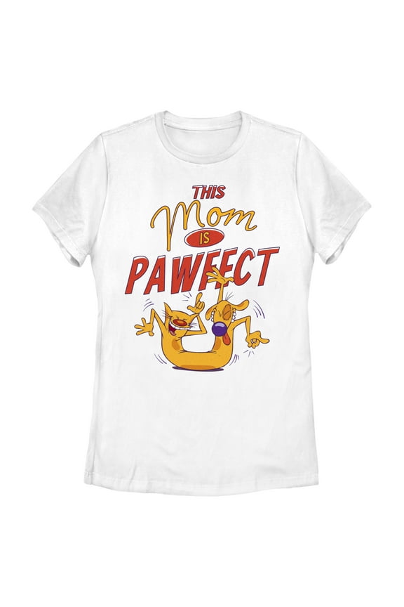 Women's Catdog This Mom Is Pawfect Graphic Tee White 2X Large