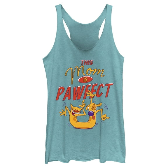 Women's Catdog This Mom Is Pawfect  Racerback Tank Top Tahiti Blue Medium