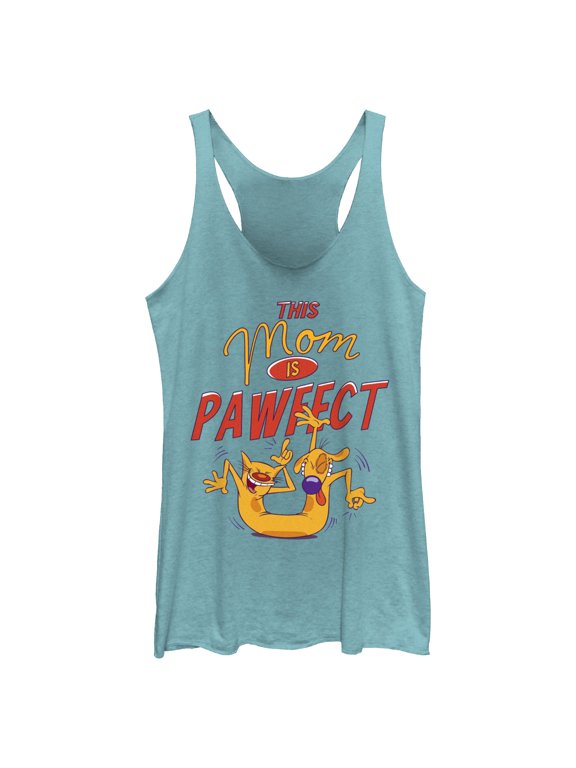 Women's Catdog This Mom Is Pawfect Racerback Tank Top Tahiti Blue X Small