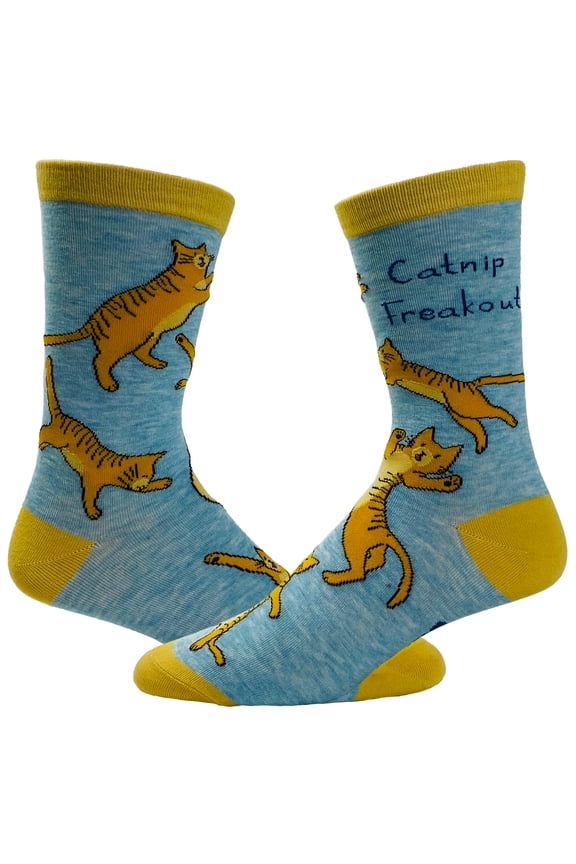 Women's Catnip Freakout Socks Funny Pet Kitty Cat Animal Lover Crazy Cat Lady Footwear
