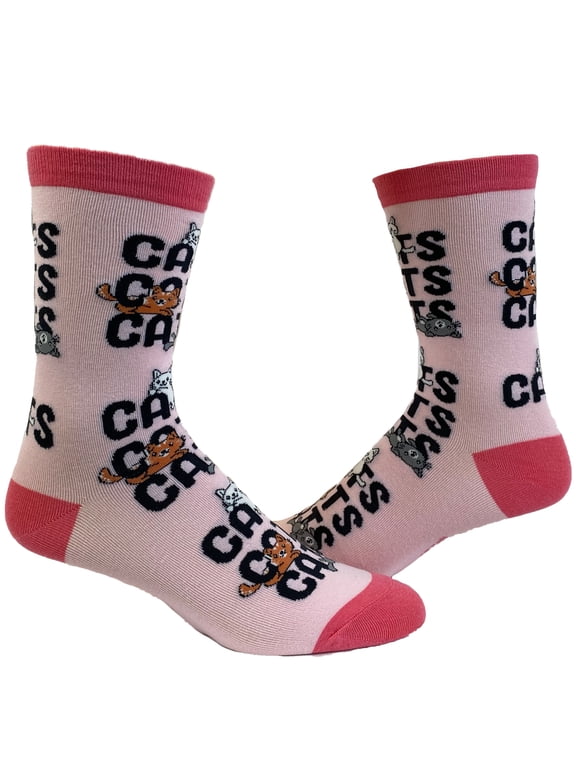 Women's Cats Cats Cats Socks Funny Crazy Cat Lady Pet Kitty Animal Lover Graphic Novelty Footwear
