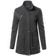 thumbnail image 1 of Women's Causal Basic High Neck Long Sleeve Zipper Closure Cotton Long Jacket, 1 of 5