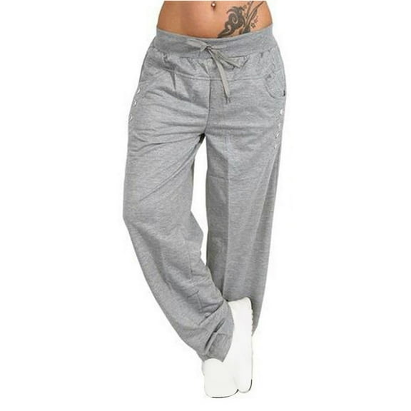 Women's Causal Drawstring High Waist Sweatpants Yoga Lounge Casual Pants Open Bottom Sweat Pants for Women with Pockets