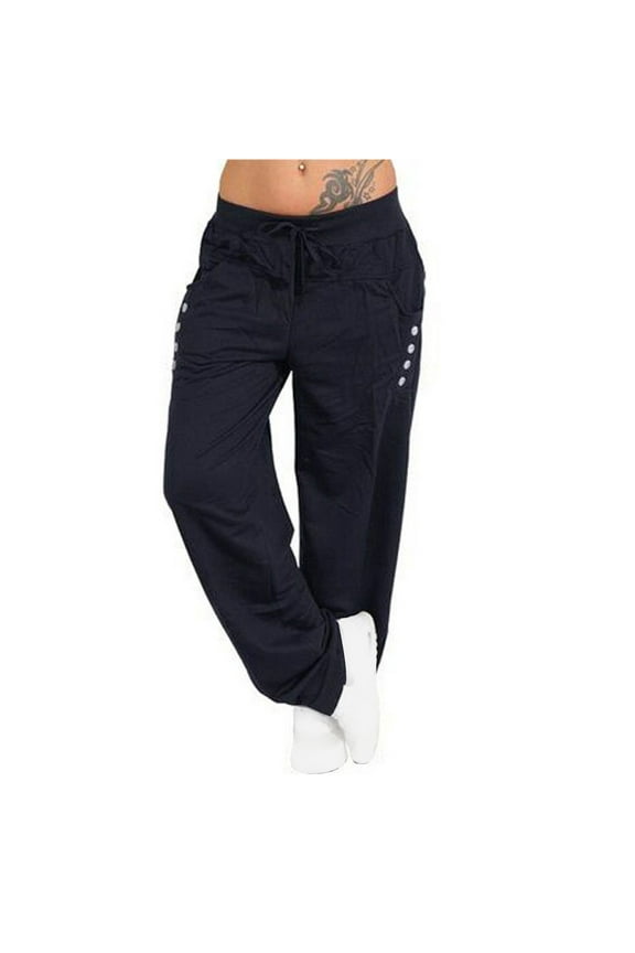 Women's Causal Drawstring High Waist Sweatpants Yoga Lounge Casual Pants Open Bottom Sweat Pants for Women with Pockets