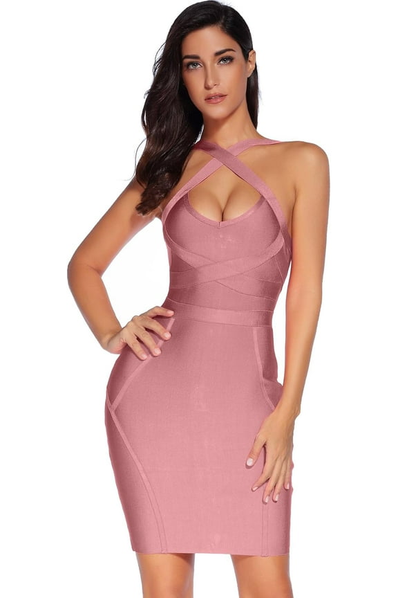 Women's Celebrity Bandage Bodycon Dress Strap Party Pencil Dress