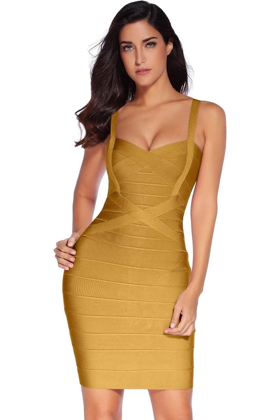 Women's Celebrity Bandage Bodycon Dress Strap Party Pencil Dress
