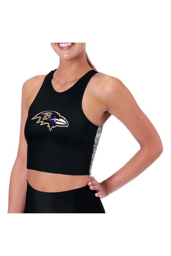 Women's Certo Black Baltimore Ravens Logo High Neck Midi Bra