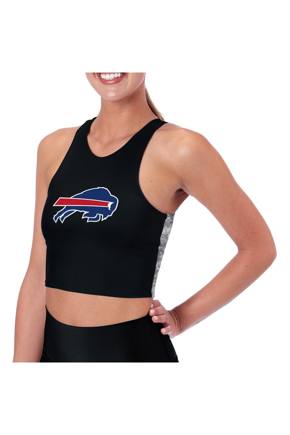 Women's Certo Black Buffalo Bills Logo High Neck Midi Bra