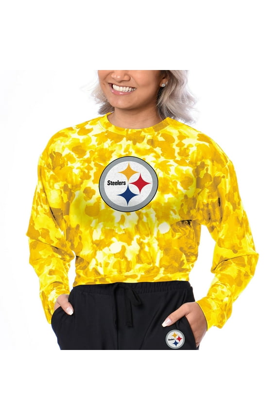 Women's Certo Gold Pittsburgh Steelers Cropped Long Sleeve T-Shirt