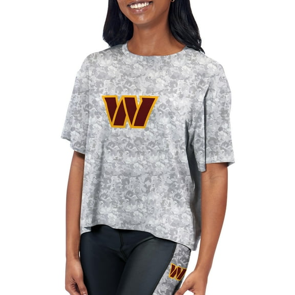 Women's Certo Gray Washington Commanders Cropped Turnout T-Shirt