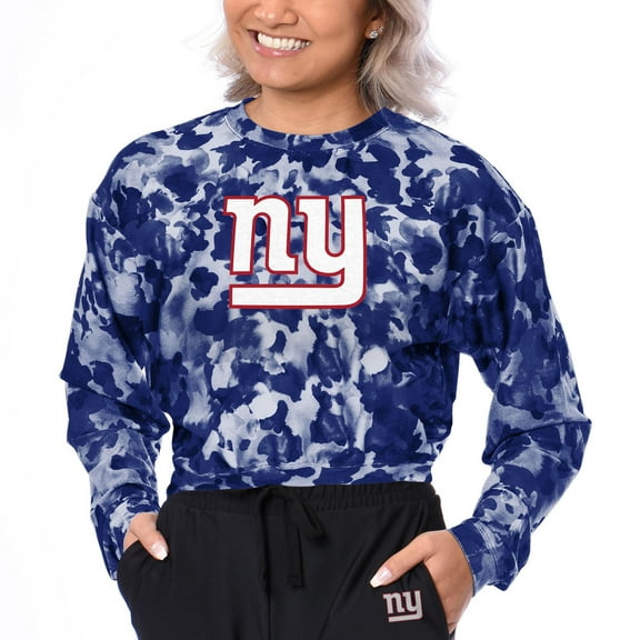 Women's Certo  Royal New York Giants Cropped Long Sleeve T-Shirt