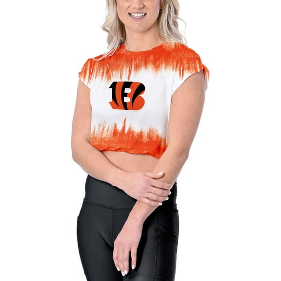 Women's Certo  White Cincinnati Bengals Cropped Framework T-Shirt