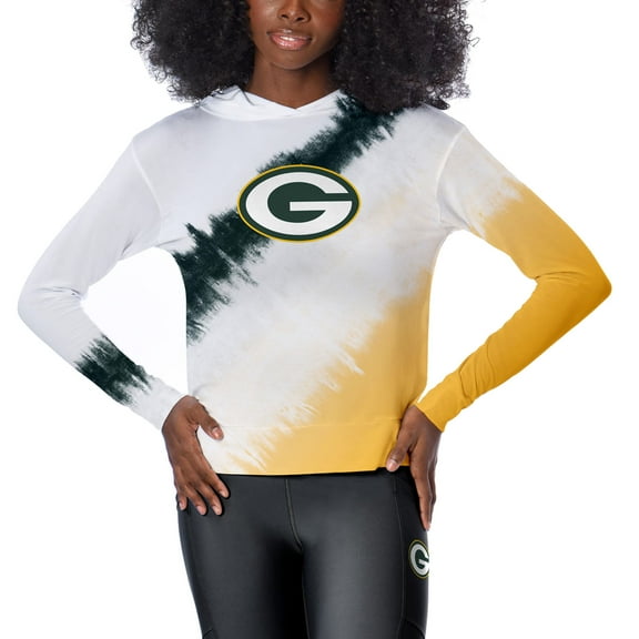 Women's Certo White Green Bay Packers Rundown Lightweight Pullover Hoodie