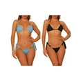 thumbnail image 1 of Women's Chain Linked Bikini Combination Sets 2 Pieces Tie Side Triangle Swimsuit Bathing Suits Large Black, Light Blue, 1 of 5