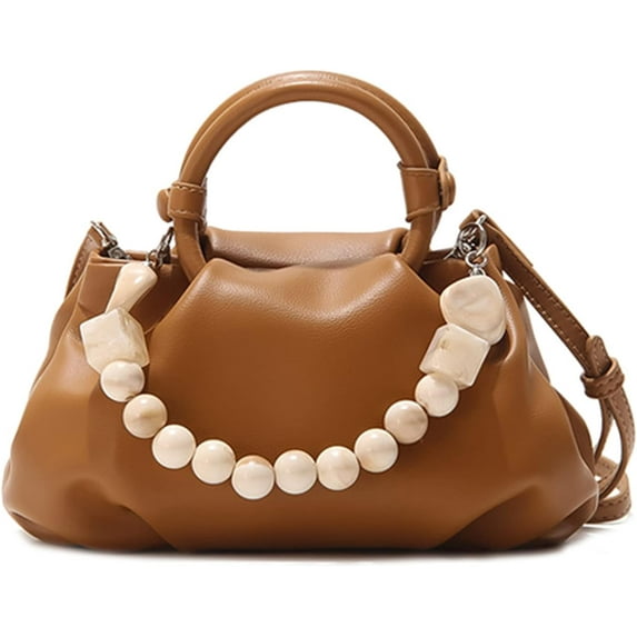 Women's Chain Pouch Bag,Cloud-Shaped Dumpling Clutch Purse, Ruched Chain Link Shoulder Handbag