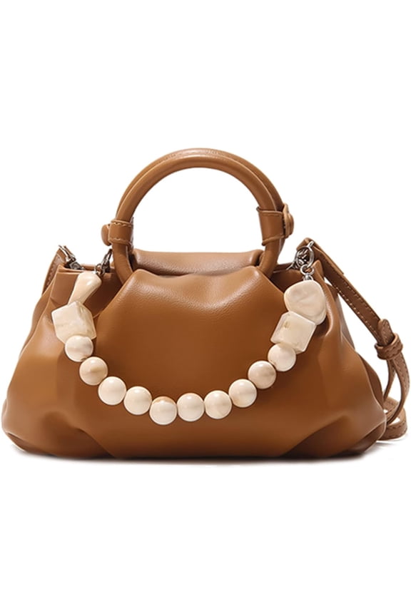 Women's Chain Pouch Bag,Cloud-Shaped Dumpling Clutch Purse, Ruched Chain Link Shoulder Handbag