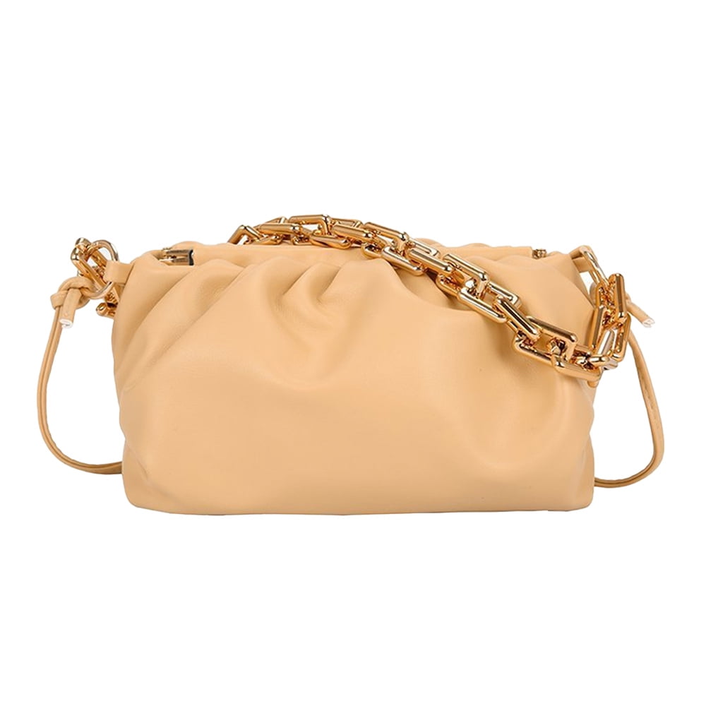 Women's Chain Pouch Bag CloudShaped Dumpling Clutch Purse Ruched