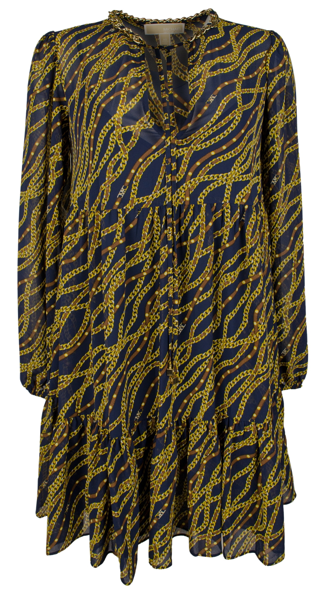 Women's Chain Print V Neck Dress MB Small - Walmart.com