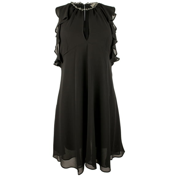 Women's Chain Trim Keyhole Neckline Halter Dress X-Small