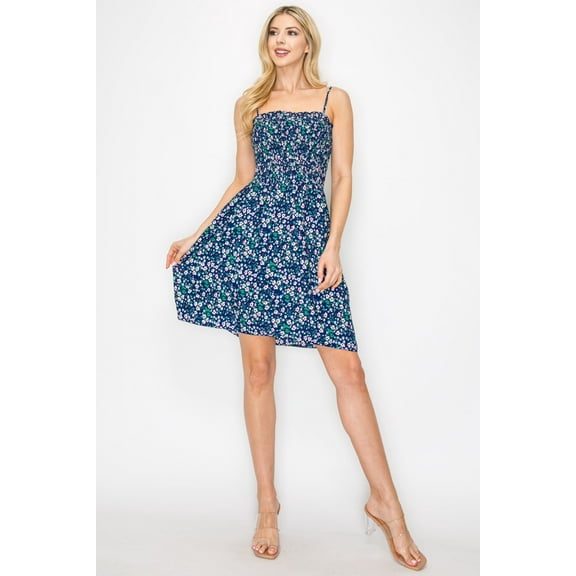 Women's Challis Print Smock Sleeveless Mini Dress Lightweight Soft Casual Fit