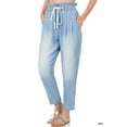 thumbnail image 1 of Women's Chambray Drawstring Elastic Waist Lightweight Denim Baggy Pants with Side & Back Pockets, 1 of 3