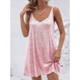 thumbnail image 1 of Women's Champagne Gold Sequin Sleeveless V-Neck Mini Dress - Party Cocktail Evening Wear, 1 of 4