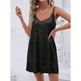 thumbnail image 1 of Women's Champagne Gold Sequin Sleeveless V-Neck Mini Dress - Party Cocktail Evening Wear, 1 of 4