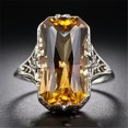 thumbnail image 1 of Women's Champagne Luxury Huge Vintage Citrine Cocktail  Ring Art Deco Jewelry Engagement Gift Ring, 1 of 4