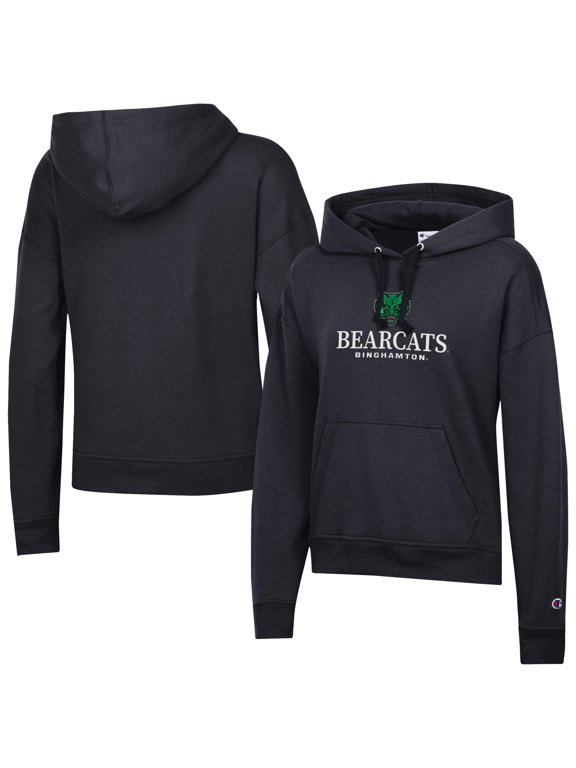 Women's-Champion Black Binghamton Bearcats Powerblend Fleece Pullover Hoodie