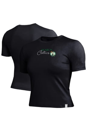Women's Champion Black Boston Celtics Soft Touch Fitted Cropped T-Shirt
