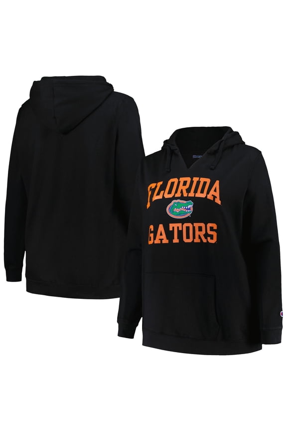 Women's Champion Black Florida Gators Plus Size Heart & Soul Notch Neck Pullover