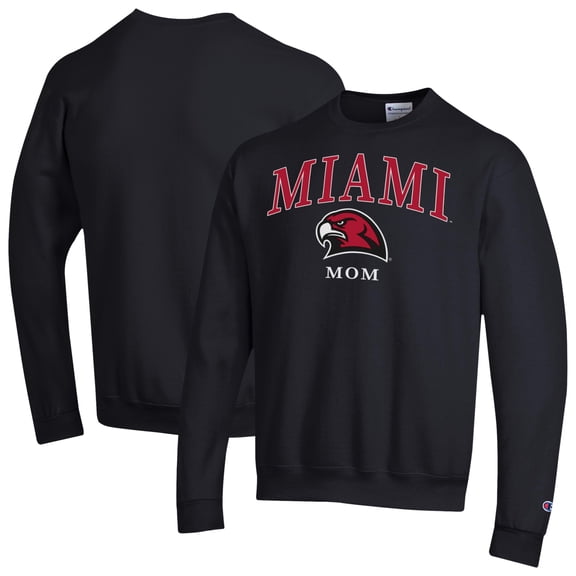 Women's Champion Black Miami University RedHawks Arch Mom Eco Powerblend Sweatshirt