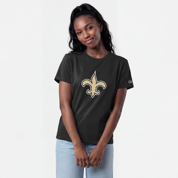 Women's Champion  Black New Orleans Saints Logo T-Shirt