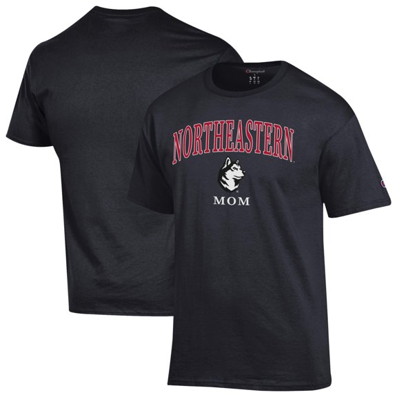 Women's Champion Black Northeastern Huskies Arch Mom Jersey T-Shirt