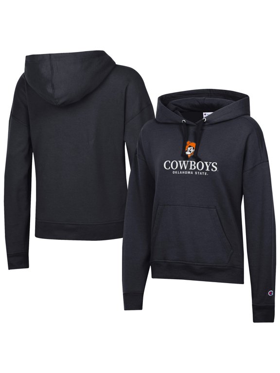 Women's-Champion Black Oklahoma State Cowboys Powerblend Fleece Pullover Hoodie