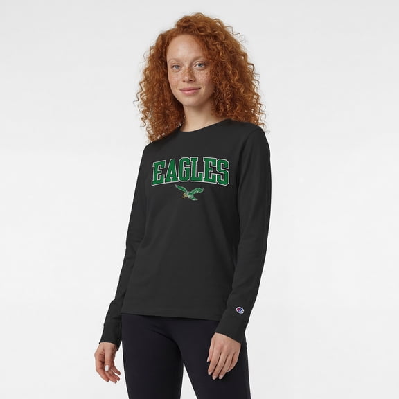 Women's Champion Black Philadelphia Eagles Core Logo Long Sleeve T-Shirt