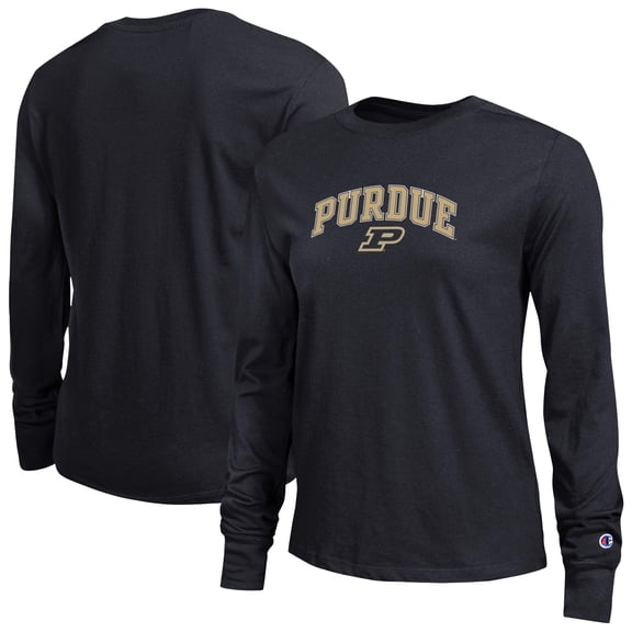 Women's Champion Black Purdue Boilermakers Arch Over Logo Long Sleeve T-Shirt