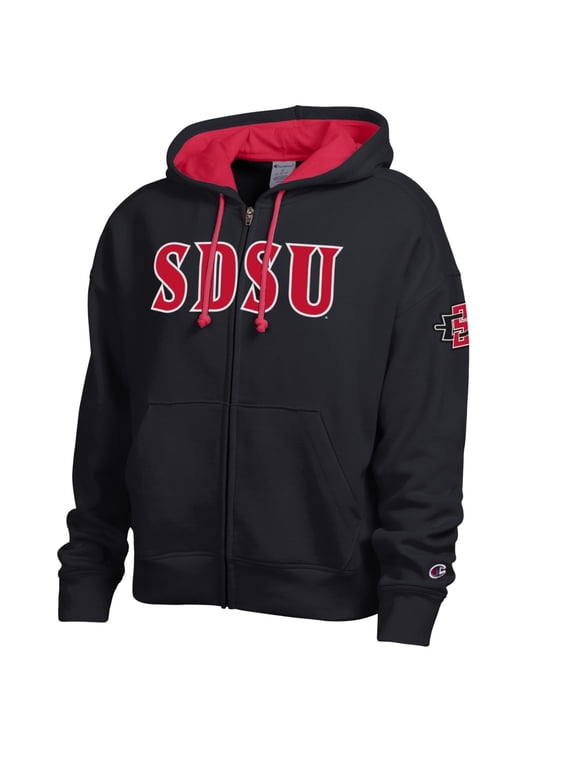 Women's Champion Black San Diego State Aztecs Arch Full-Zip Fleece Hoodie