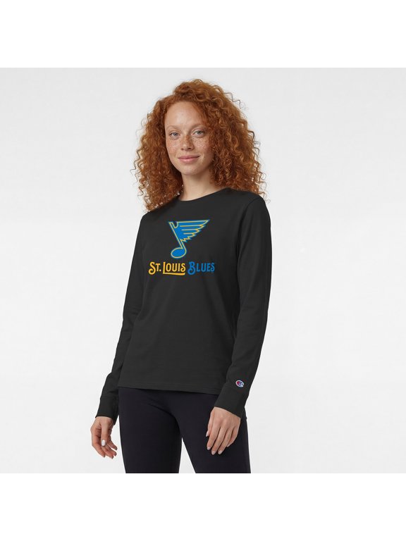 Women's Champion Black St. Louis Blues Wordmark Lockup Long Sleeve T-Shirt