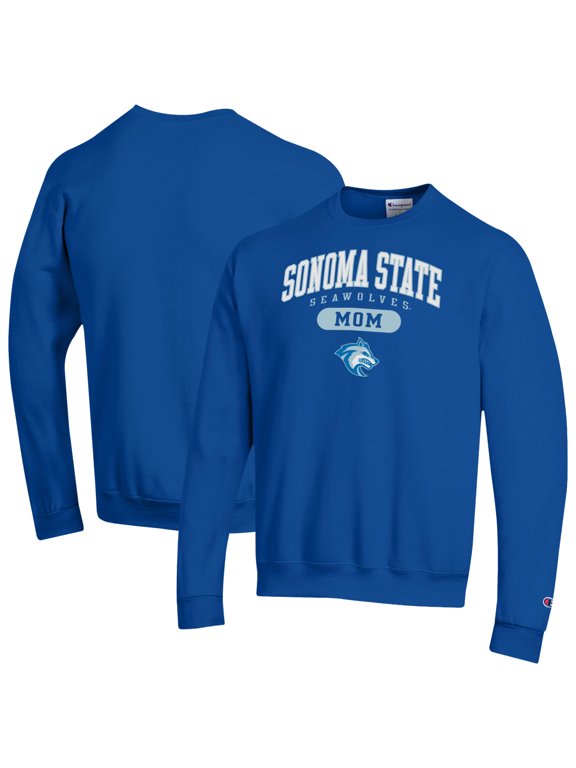 Women's Champion Blue Sonoma State Seawolves Eco Powerblend Mom Pill Box Sweatshirt
