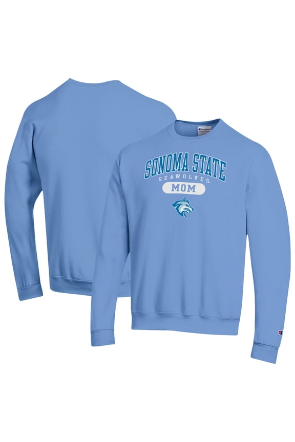 Women's Champion Blue Sonoma State Seawolves Eco Powerblend Mom Pill Box Sweatshirt