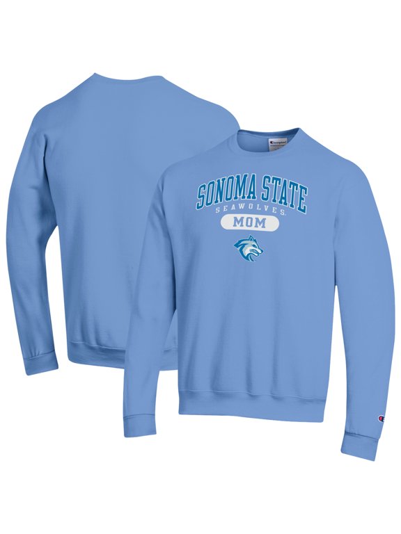 Women's Champion Blue Sonoma State Seawolves Eco Powerblend Mom Pill Box Sweatshirt