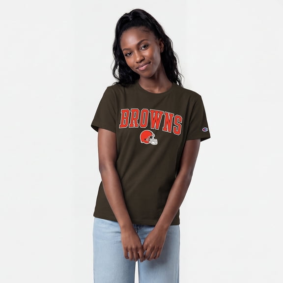 Women's Champion Brown Cleveland Browns Arched Over Logo T-Shirt