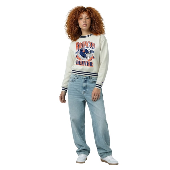 Women's Champion  Cream Denver Broncos Reverse Weave Fleece Sweatshirt