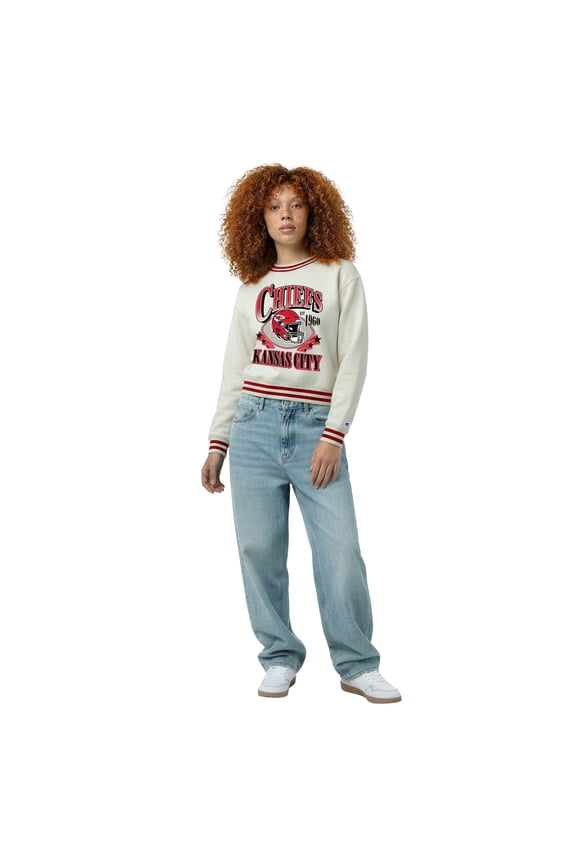 Women's Champion Cream Kansas City Chiefs Reverse Weave Fleece Sweatshirt