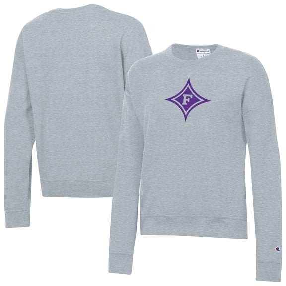 Women's-Champion  Gray Furman Paladins Powerblend Pullover Sweatshirt
