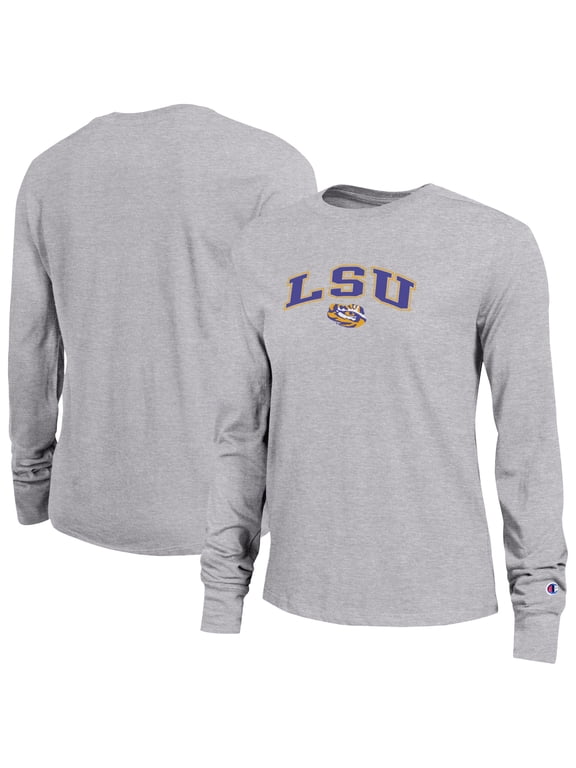 Women's Champion Gray LSU Tigers Arch Over Logo Long Sleeve T-Shirt