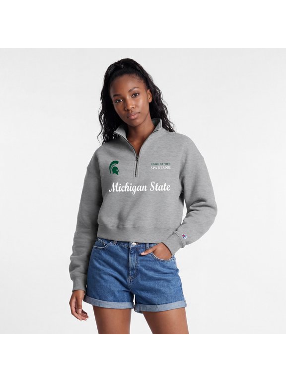 Women's Champion Gray Michigan State Spartans Academic Triumph Quarter-Zip Tri-Blend Pullover
